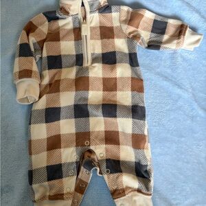 Carter's Brown and Cream Checkered Fleece Footie